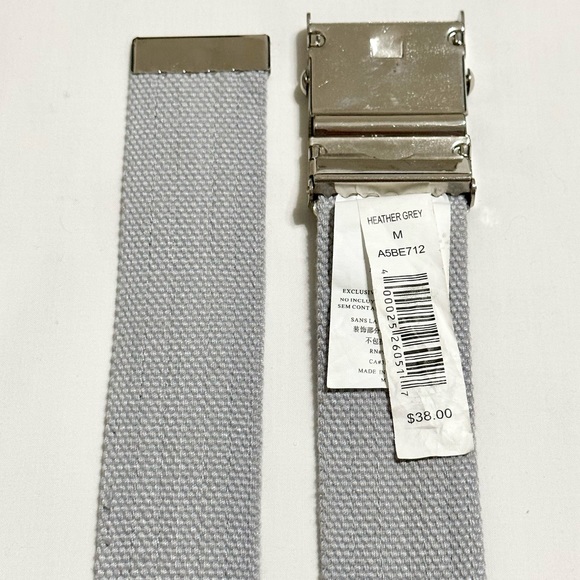 A/X Logo Silver Rhinestone Buckle Belt, Heather Gray Fabric Silver Leather - M - Picture 8 of 11